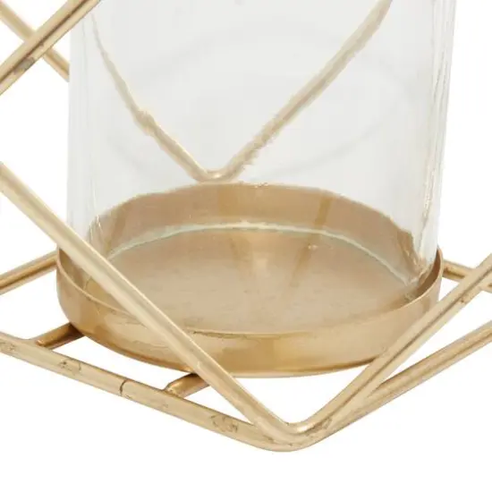 15" Gold Iron Modern Candlestick Holder {6}