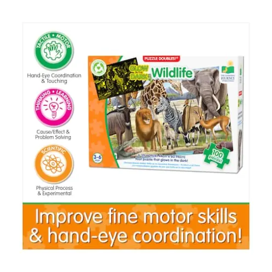 Puzzle Doubles! - Glow in the Dark Wildlife: 100 Pcs {8}