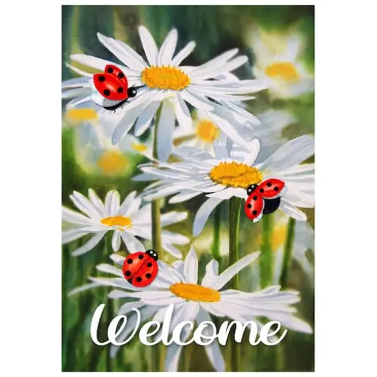 Welcome Ladybug & Daisy Outdoor Garden Flag {1}