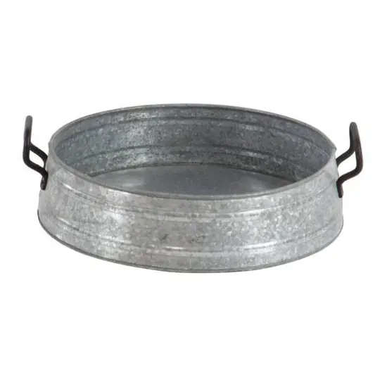 Set of 3" Grey Metal Farmhouse Tray, 18", 16", 14" {6}