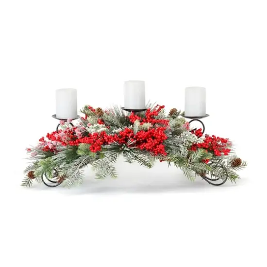 Red Berry & Frosted Pine Centerpiece {1}