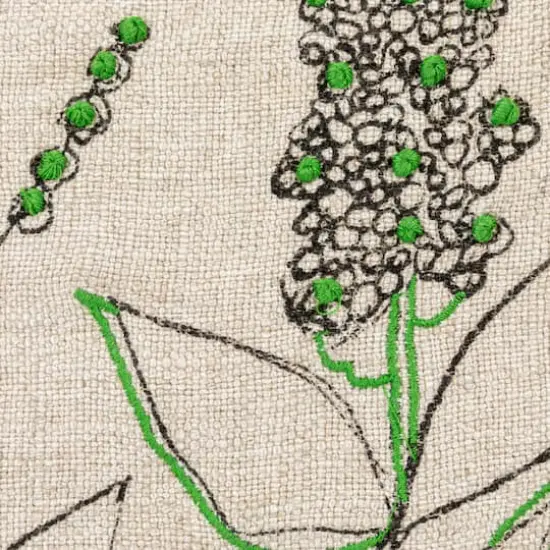 Hello Honey&reg; Hand-Embroidered Botanicals Linen Blend Lumbar Pillow with Kantha Stitch & Flanged Edge {5}