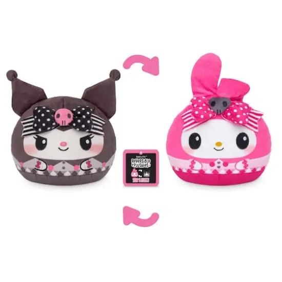 TeeTurtle 6" Pink & Black My Melody & Kuromi Reversible Plushie {1}
