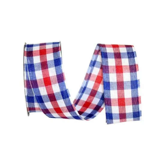 JAM Paper 1.5" x 10yd. Americana Check Wired Ribbon {1}