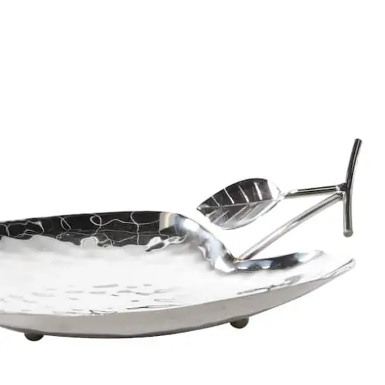 Silver Apple Stainless Steel Contemporary Tray Set {4}