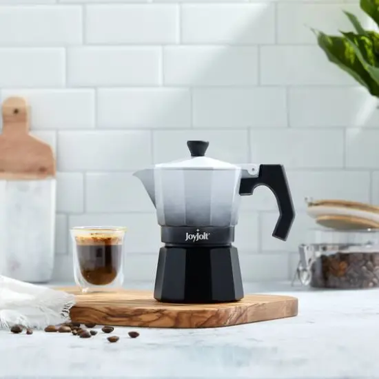 JoyJolt&reg; Italian Moka Pot 3 Cup Stovetop Aluminum Espresso Maker Black {4}