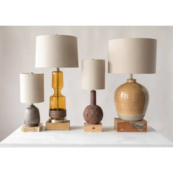 Hello Honey&reg; 18" Metallic Glazed Terracotta Table Lamp with Linen Shade {4}