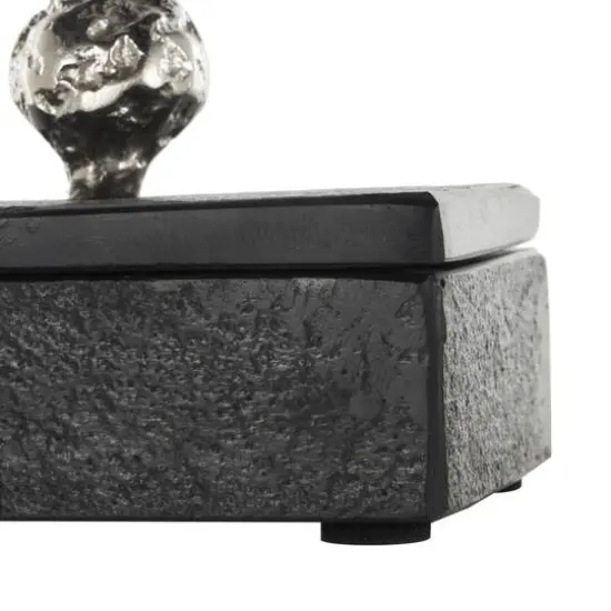 Black Marble Decorative Box with Textured Silver Aluminum Knobs, 3ct. {6}