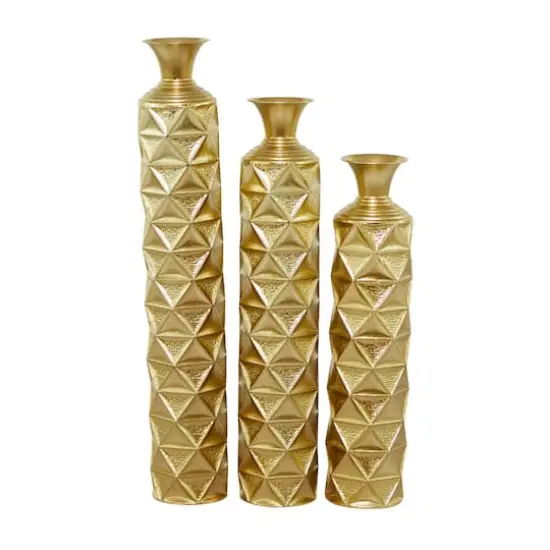Gold Metal Glam Vase, Set of 3" 34", 29", 25" {1}