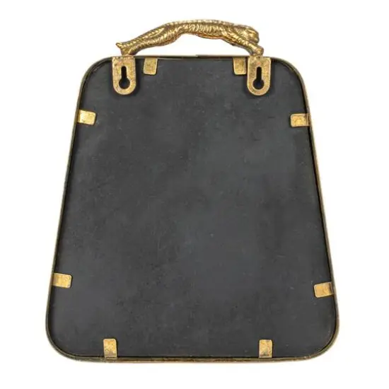 Hello Honey&reg; 10" Gold Antique Metal Wall Mirror with Leopard Handle {6}