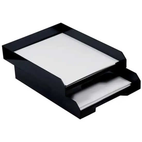 JAM Paper Stackable Desktop Paper Tray, 2ct. Black {4}