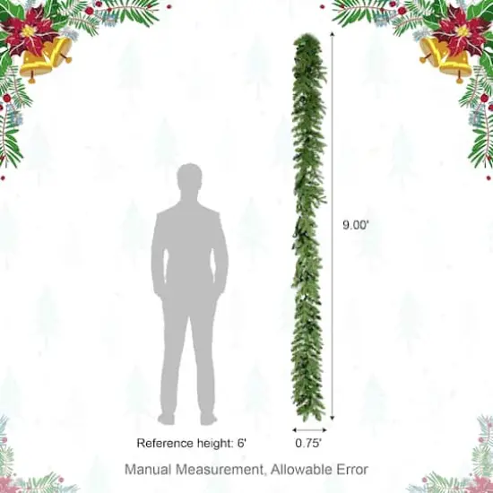 Glitzhome&reg; 9ft. Pre-Lit Greenery Christmas Garland with Timer {9}