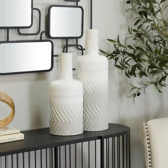 White Metal Modern Vase Set {7}