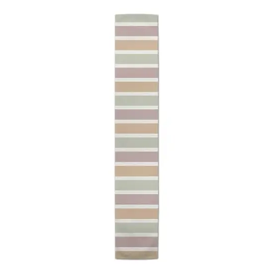 72" Soft Neutral Stripes Cotton Twill Table Runner {1}