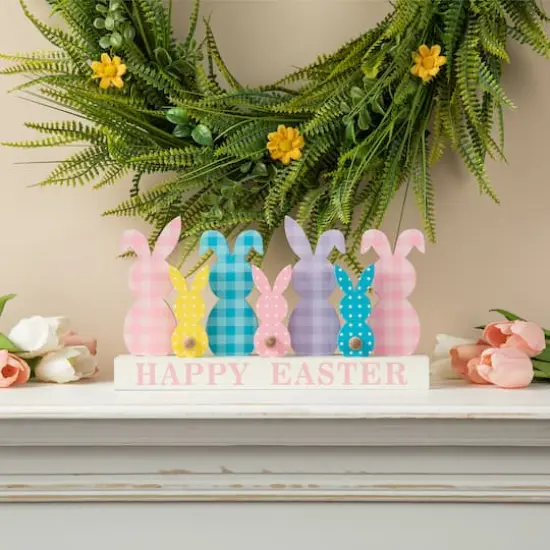 Glitzhome&reg; 11.75" Easter Wooden Bunny Family Table D&eacute;cor {3}