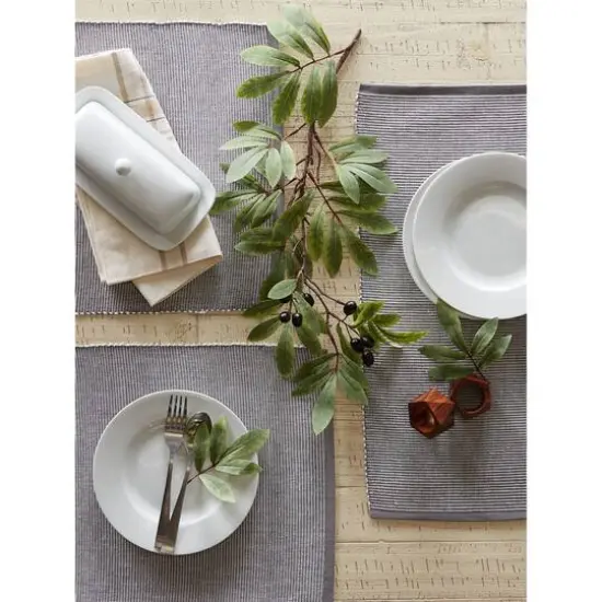 DII&reg; 2-Tone Ribbed Placemats, 6ct. Gray and white {7}