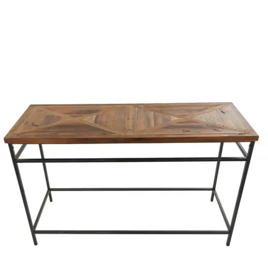 Brown Metal Rustic Console Table 30" x 48" x 16" {6}
