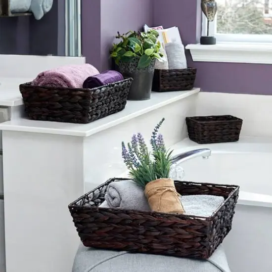 Household Essentials Dark Brown Wicker Storage Basket Set {3}