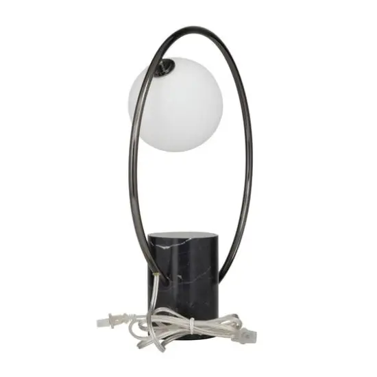 17.5" Marble Contemporary Abstract Accent Lamp Black {8}