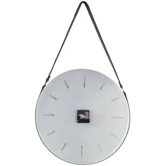 27" White Stainless Steel Wall Clock with Leather Hanging Straps {6}