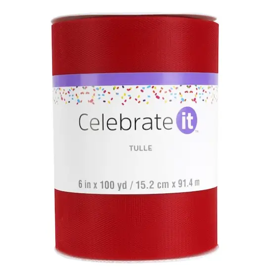 6" x 100yd. Red Tulle Mega Roll by Celebrate It&trade; {1}