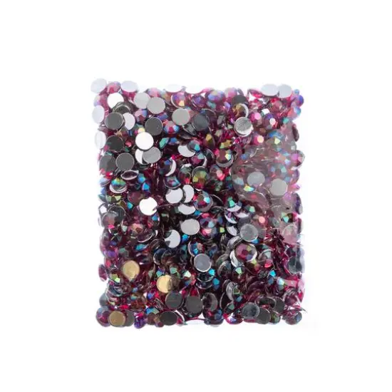 John Bead 8mm Acrylic Round Flat Back Rhinestones, 1,000ct. Fuchsia AB {4}