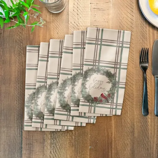 Happy Holidays Plaid Cotton Twill Napkin {4}