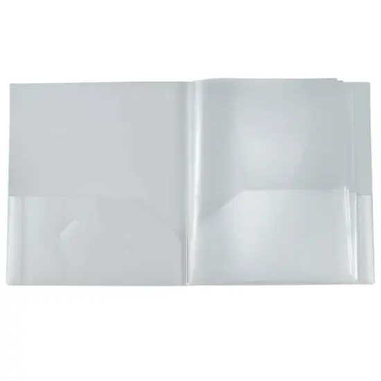 JAM Paper Heavy Duty Plastic 10-Pocket Folder, 2ct. Clear {4}