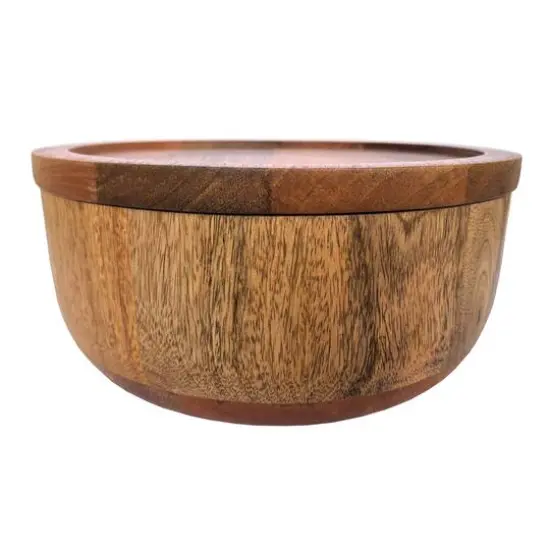 Hello Honey® 10" Round Natural Mango Wood Serving Bowl with Lid {1}