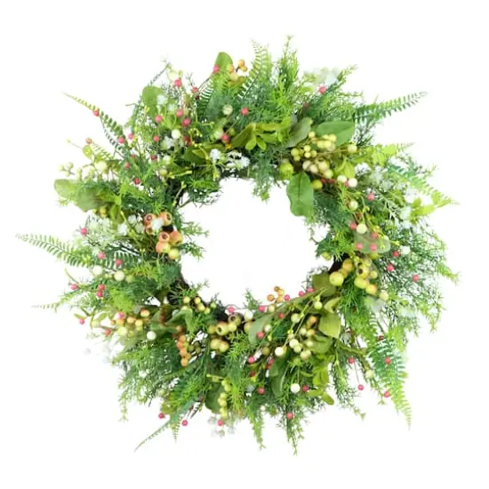 26" Artificial Fern & Berry Spring Wreath {1}