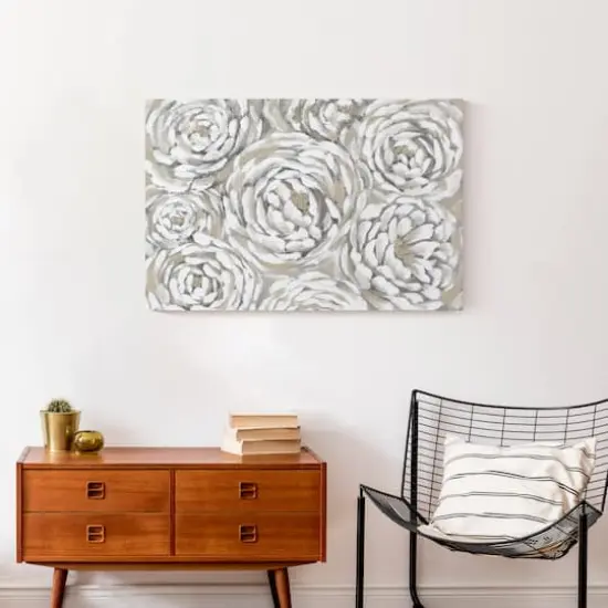 Cream & Gray Floral Canvas Wall Art {5}