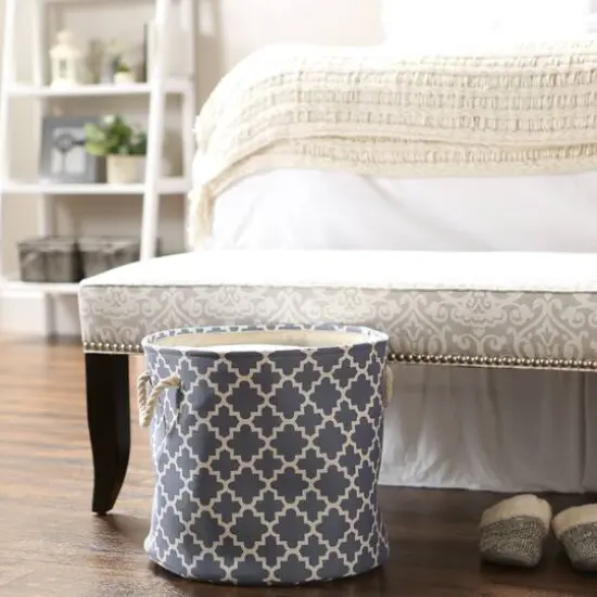 DII&reg; Large Round Polyester Lattice Bin Stonewash Blue {6}