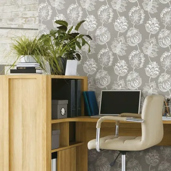 RoomMates Batik Jacobean Peel & Stick Wallpaper Taupe and White {5}