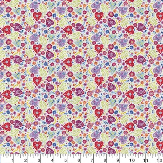 Camelot Fabrics White Paisley Hearts Cotton Precut Fabric {3}