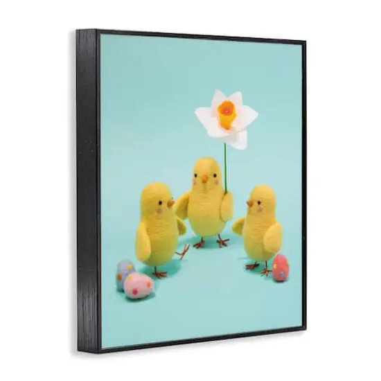 Stupell Industries Spring Chicks Floral Easter Eggs Framed Giclee Art Black {4}
