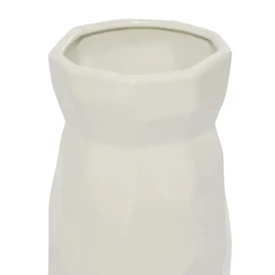 CosmoLiving by Cosmopolitan White Ceramic Modern Vase, 12" x 6" x 6" {5}