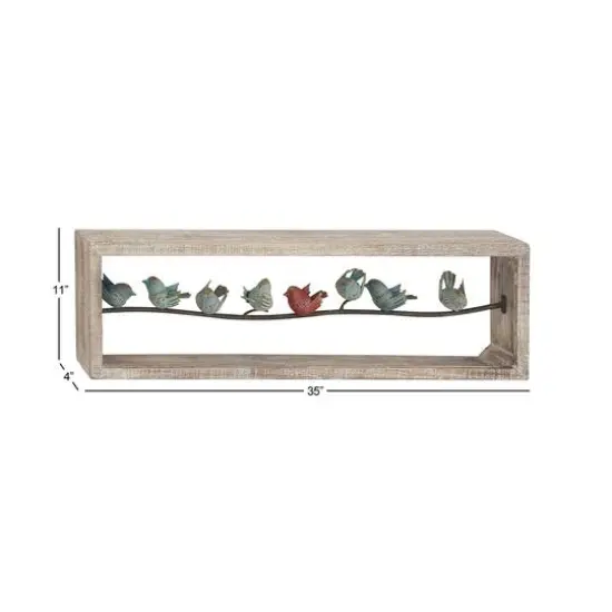 Whitewashed Wood Farmhouse Birds Wall Accent {3}