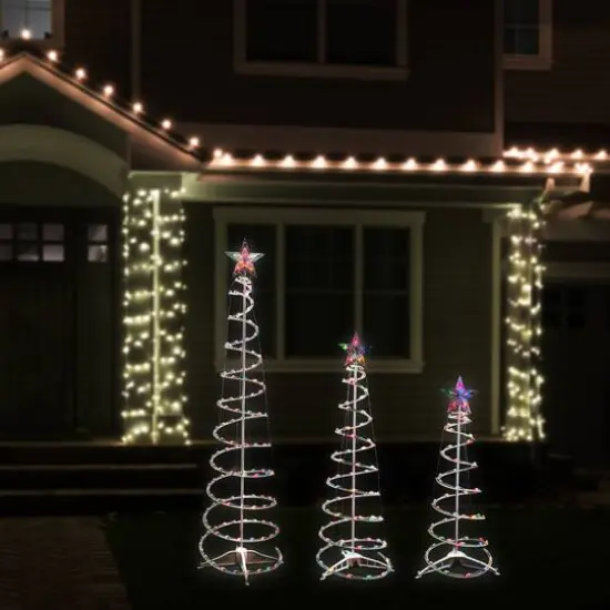 3ft., 4ft., & 6ft. Pre-Lit Spiral Artificial Christmas Tree Set, Multicolor Lights {9}