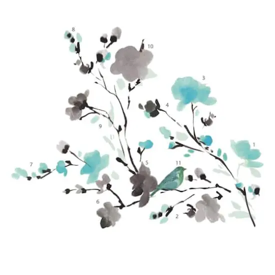 RoomMates Blossom Watercolor Bird Branch Peel & Stick Wall Decals {1}