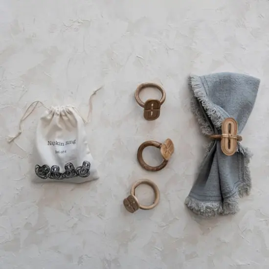 Hello Honey&reg; Boho Woven Bamboo Napkin Ring Set {3}