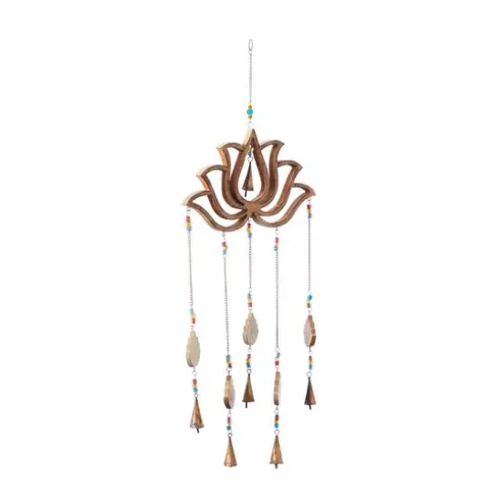 Gold Mango Wood Eclectic Style Windchime, 15" x 30" {3}