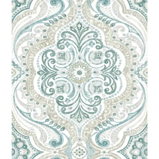 RoomMates Bohemian Damask Peel & Stick Wallpaper Yellow and Teal {1}