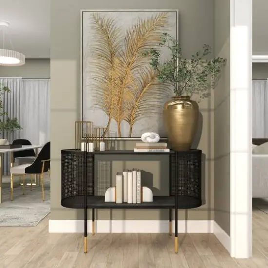 18" Gold Aluminum Brushed Vase with Hammered Top {17}