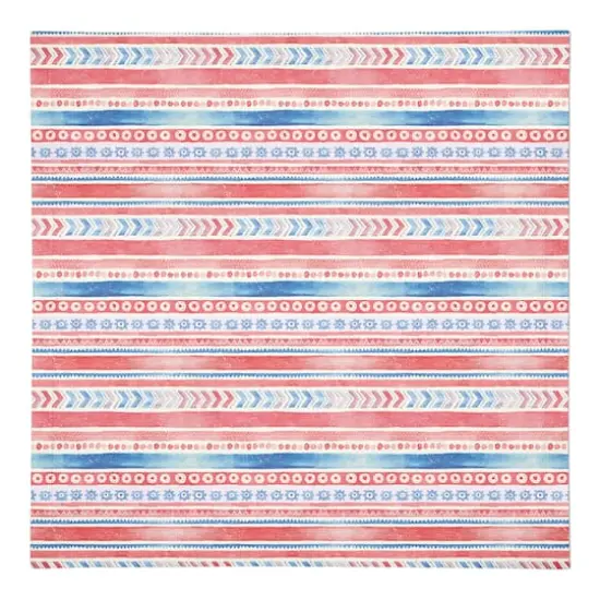 Patriotic Watercolor Folksy Pattern Cotton Twill Napkin {1}