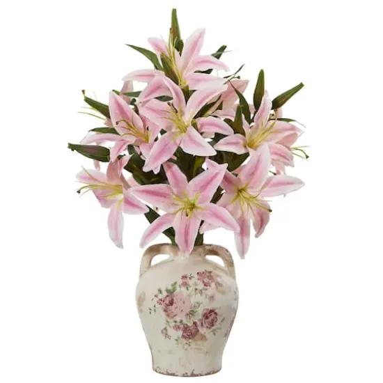 Lily Artificial Arrangement in Floral Jar {1}