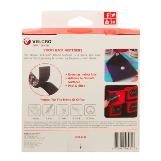 VELCRO&reg; Brand Sticky Back Tape, 15ft. Black {6}