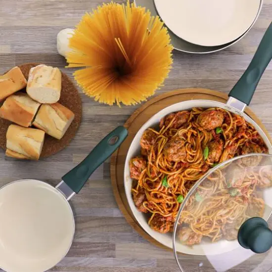 Gibson Home&reg; 11-Piece Green Gazebo Ceramic Nonstick Aluminum Cookware Set {4}