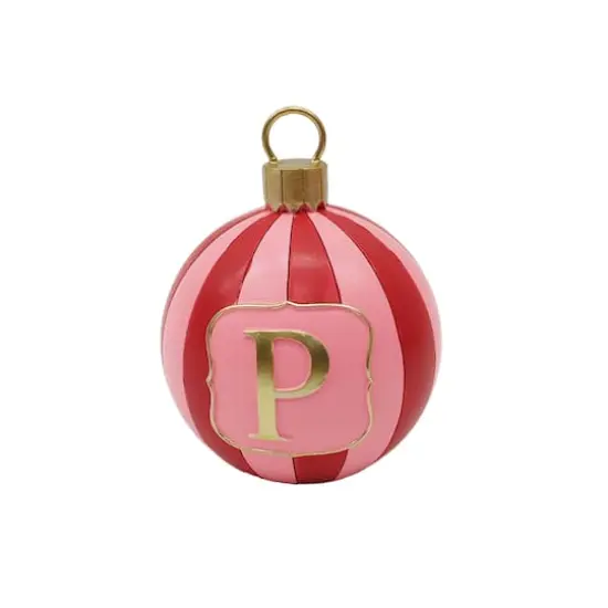 5" Striped Monogram Ball Ornament Tabletop Décor by Ashland® P {1}