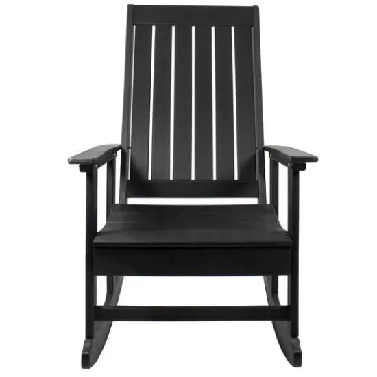 Black All Weather Recycled Plastic Outdoor Rocking Chair {4}