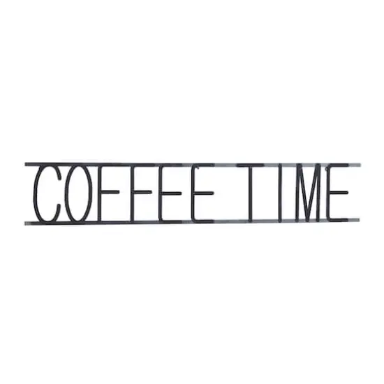 46" Black Coffee Time Iron Wall Sign {3}